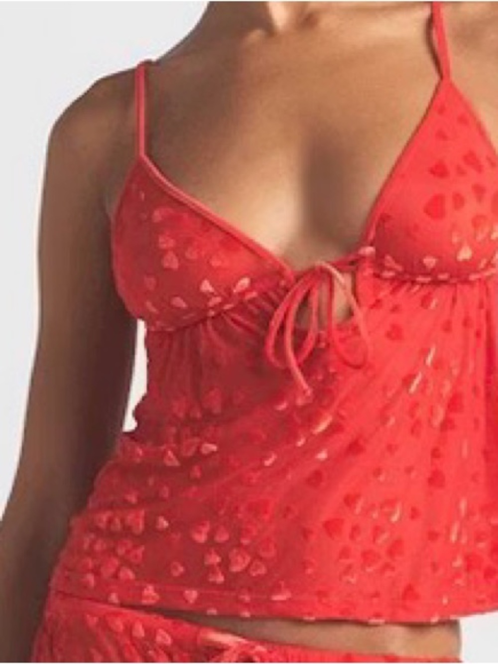 SKIMS Red Sheer Heart-Print Camisole XL